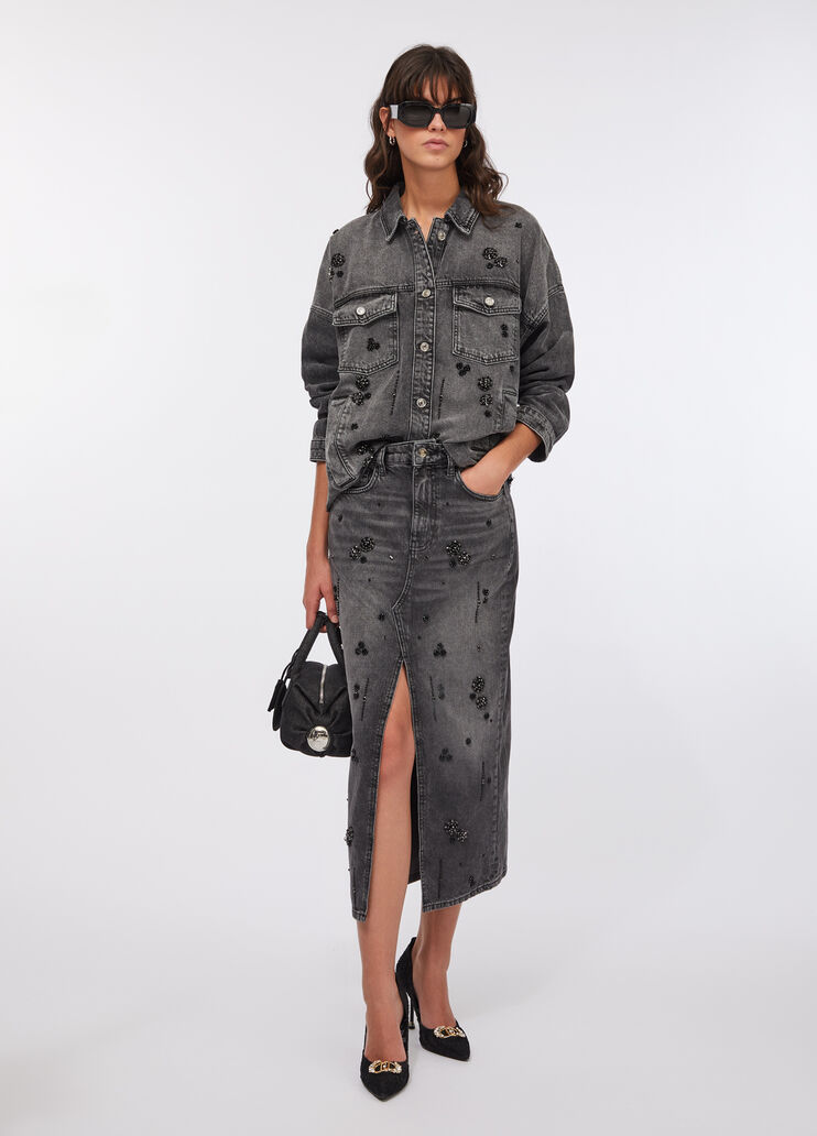 Denim jacket with rhinestones black denim Liu Jo - large image number 5