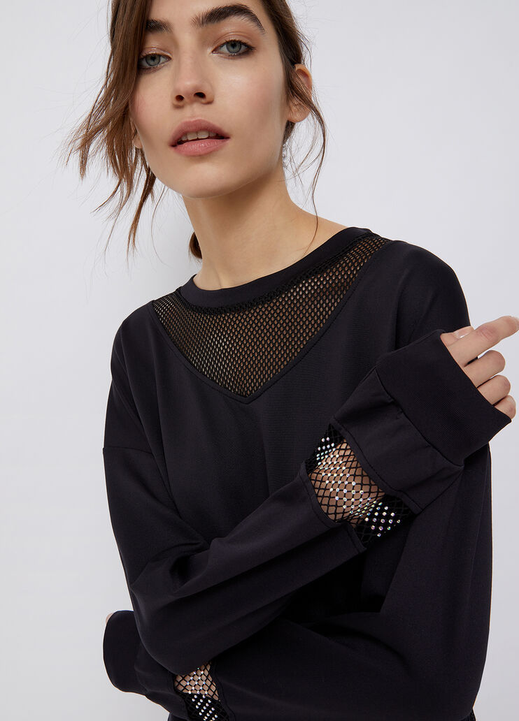 Sweatshirt with mesh inserts black Liu Jo - large image number 2 Sweatshirt with mesh inserts black Liu Jo - large image number 2