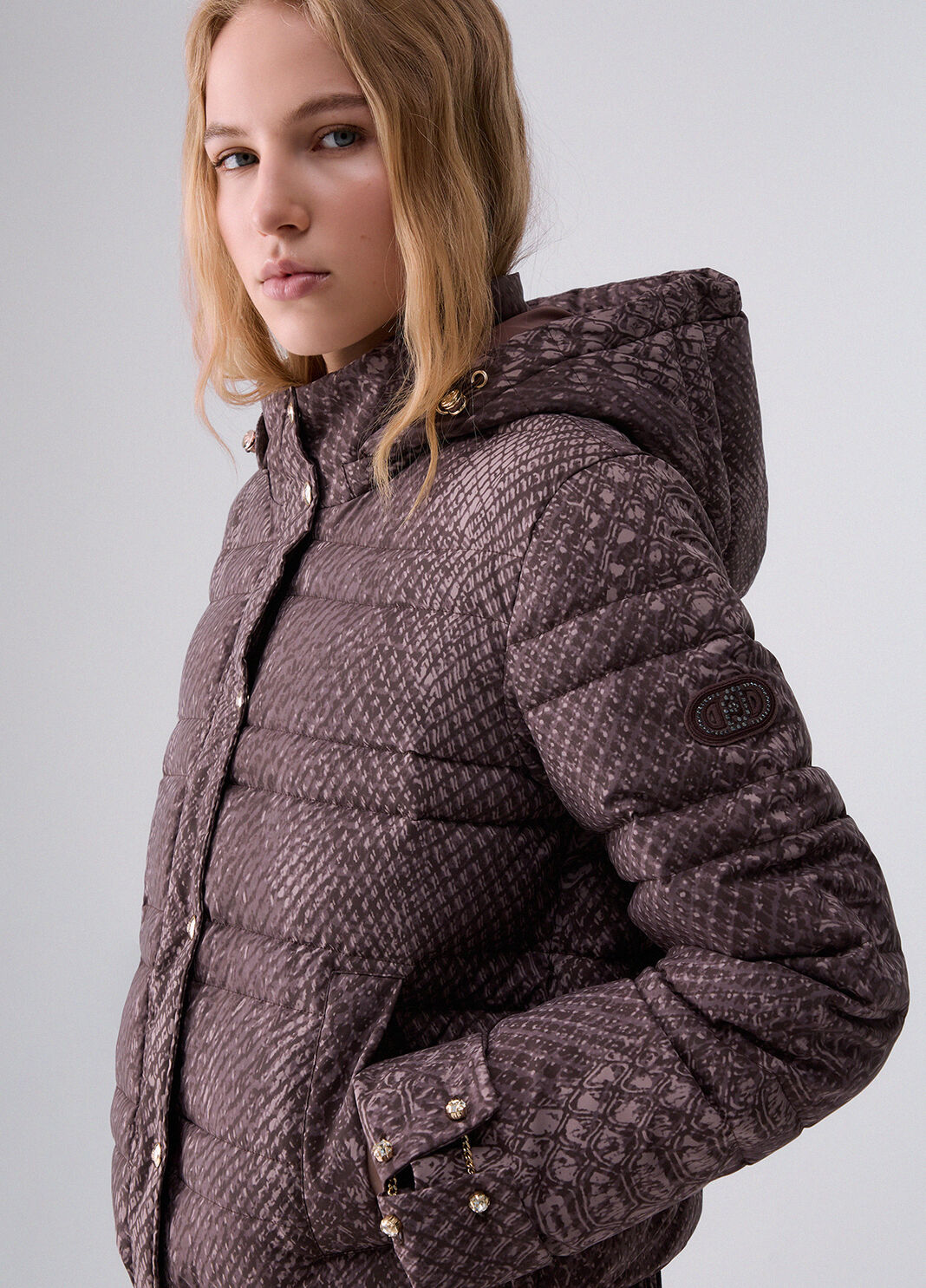 Printed nylon jacket brown Liu Jo - large image number 4