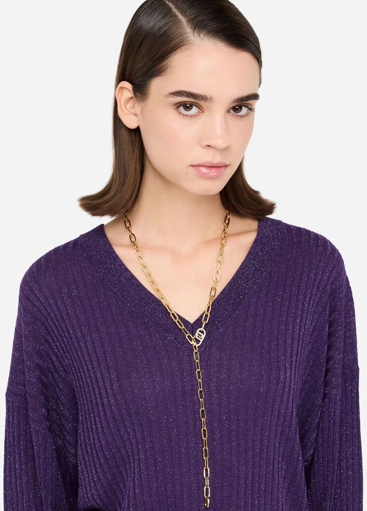 Pullover mit V-Ausschnitt Violett Liu Jo - large image number 2