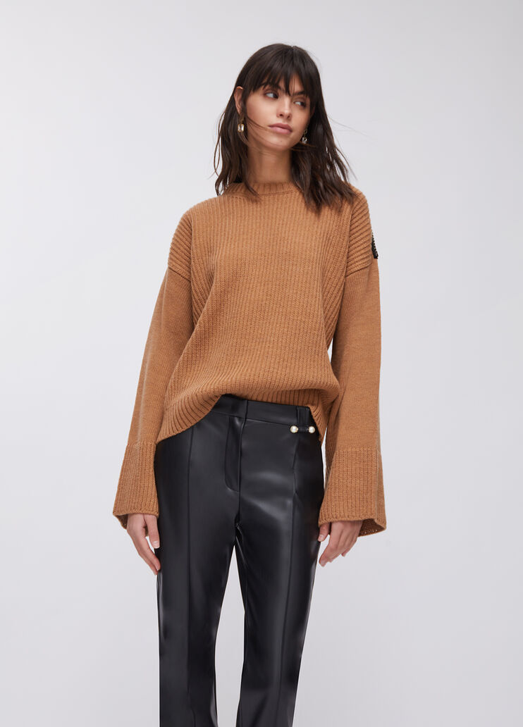 Pull en laine avec strass camel Liu Jo - large image number 0