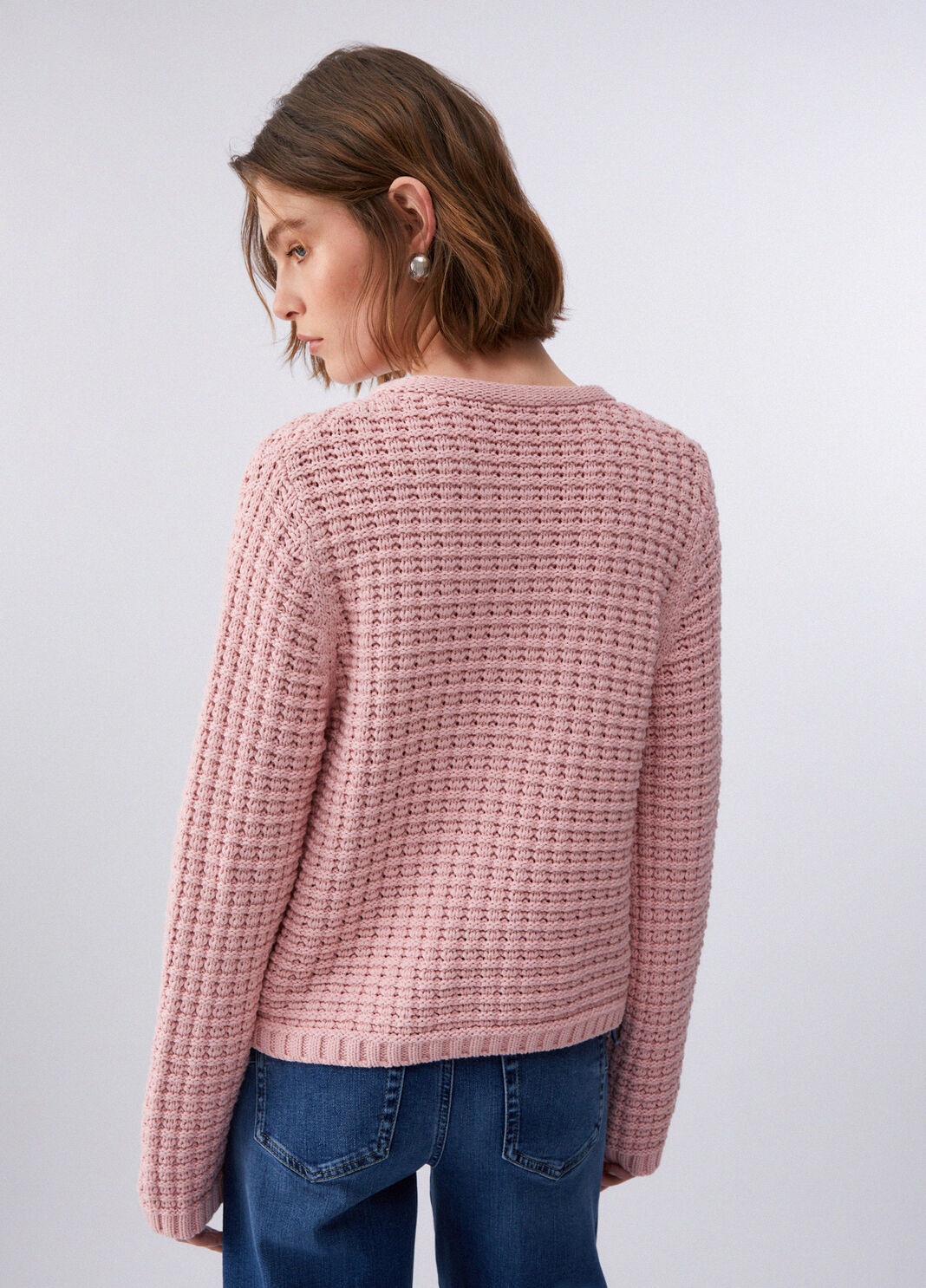 Strickjacke mit Rindenmuster Puderrosa Liu Jo - large image number 1