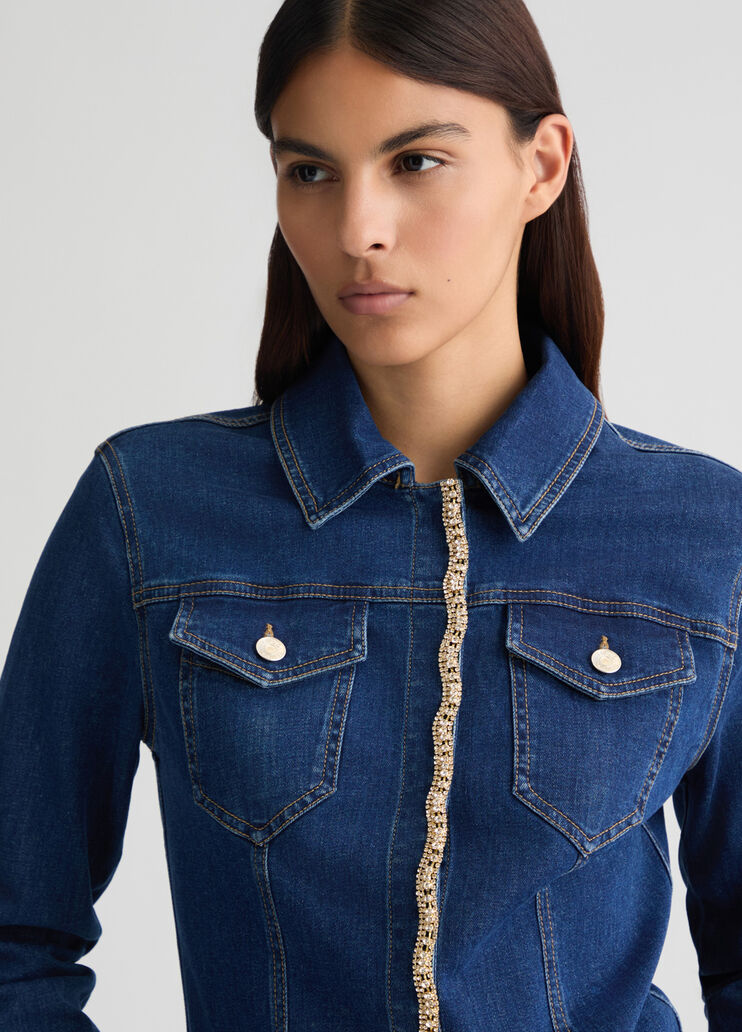 Denim jacket with rhinestones blue denim Liu Jo - large image number 2 Denim jacket with rhinestones blue denim Liu Jo - large image number 2