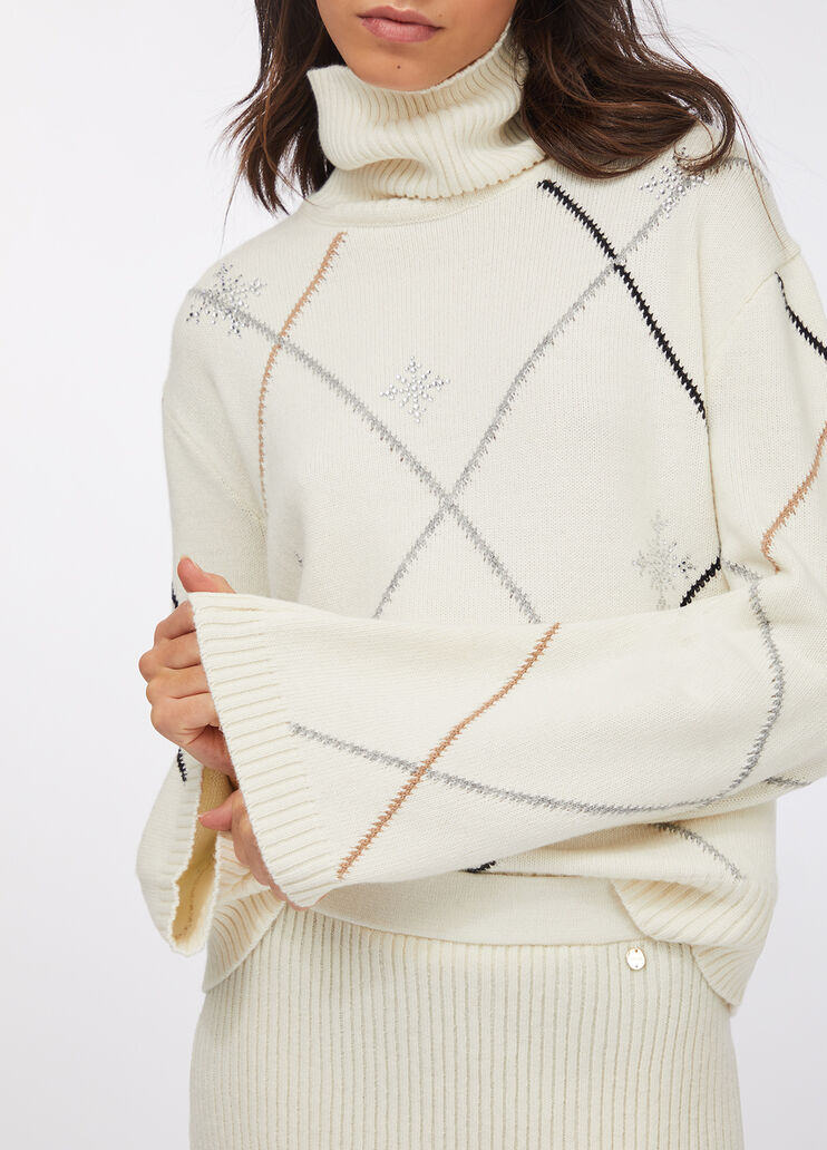 Dolcevita jacquard con strass bianco Liu Jo - medium