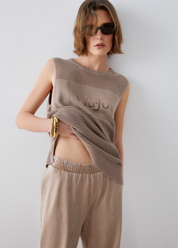 Top de punto calado beige Liu Jo - medium
