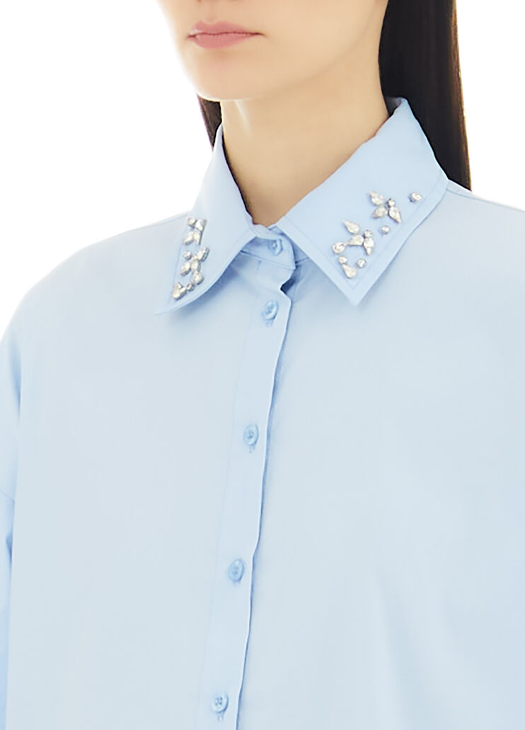 Striped shirt with jewel stones light blue Liu Jo - large image number 2 Striped shirt with jewel stones light blue Liu Jo - large image number 2