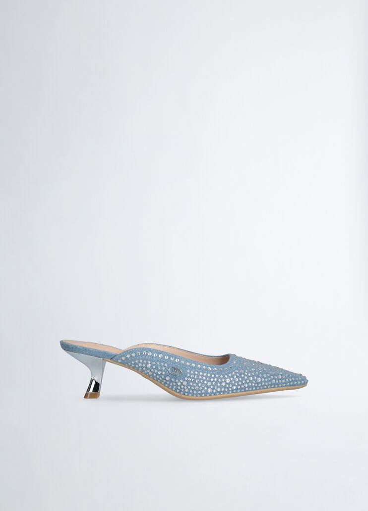 All-over rhinestone-detailed denim mules denim Liu Jo - medium All-over rhinestone-detailed denim mules denim Liu Jo - medium