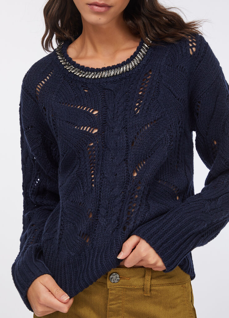 Openwork jumper with gemstones dark blue Liu Jo - large image number 4