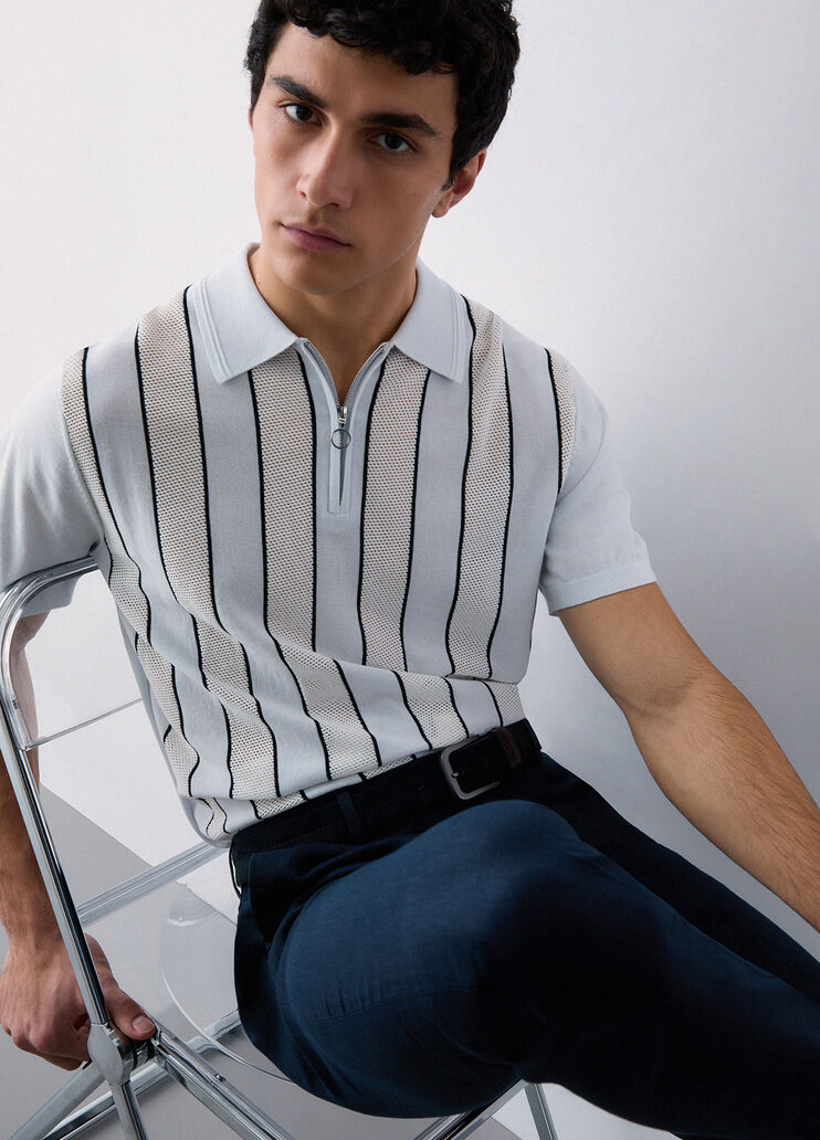 T-shirt en maille &agrave; rayures bleu clair Liu Jo - medium