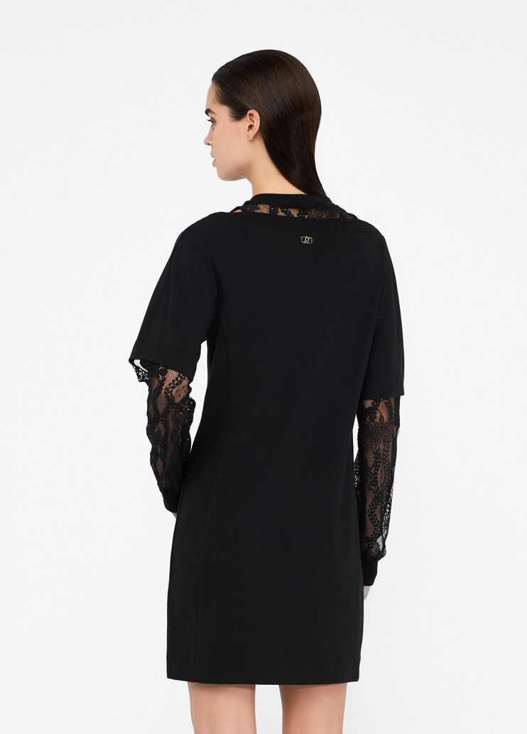 Sweatshirt dress with lace black Liu Jo - large image number 1 Sweatshirt dress with lace black Liu Jo - large image number 1