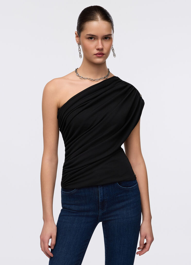 Einschultriges Top mit Schmuckknopf Schwarz Liu Jo - medium