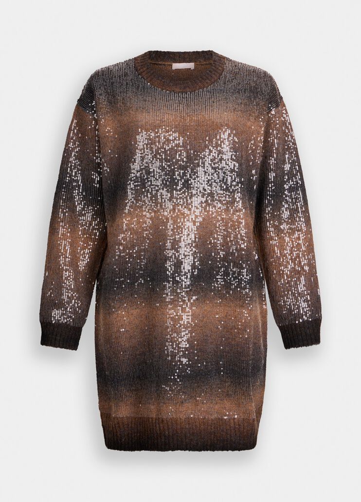 Knit dress with sequins brown Liu Jo - large image number 6
