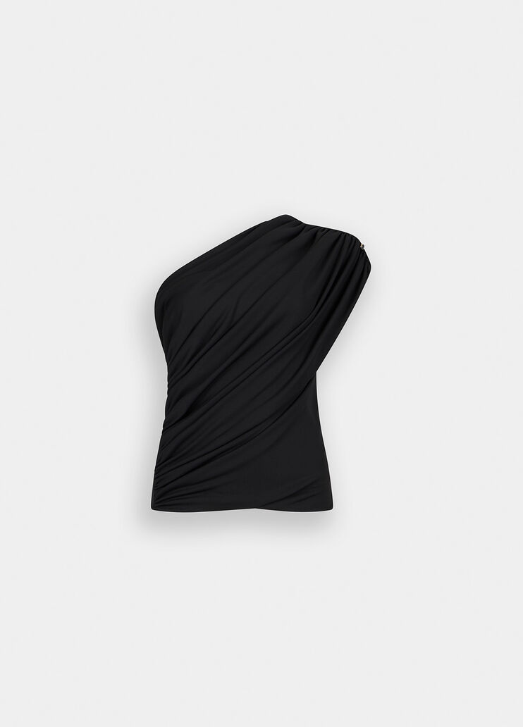 One-shoulder top with bejewelled button black Liu Jo - large image number 4