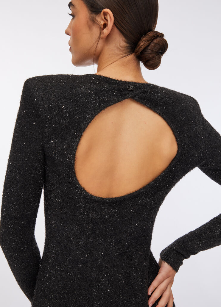 Knit dress with shoulder pads black Liu Jo - large image number 4 Knit dress with shoulder pads black Liu Jo - large image number 4
