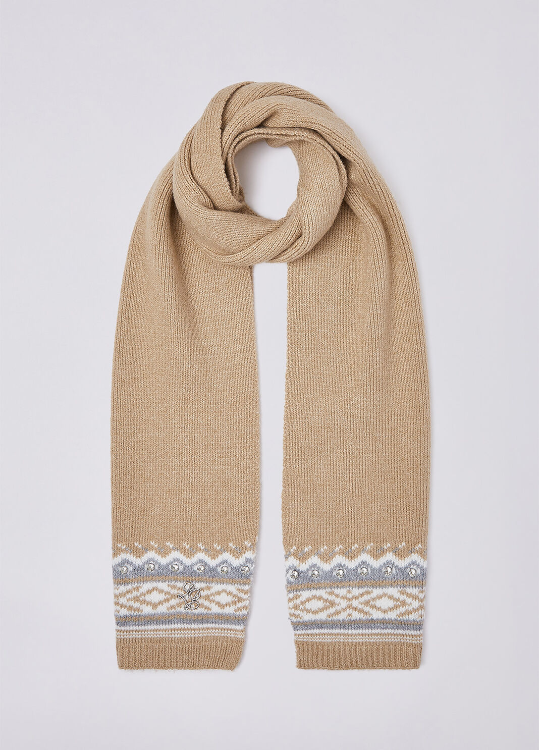 Bufanda jacquard con bordados joya camel Liu Jo - large image number 1