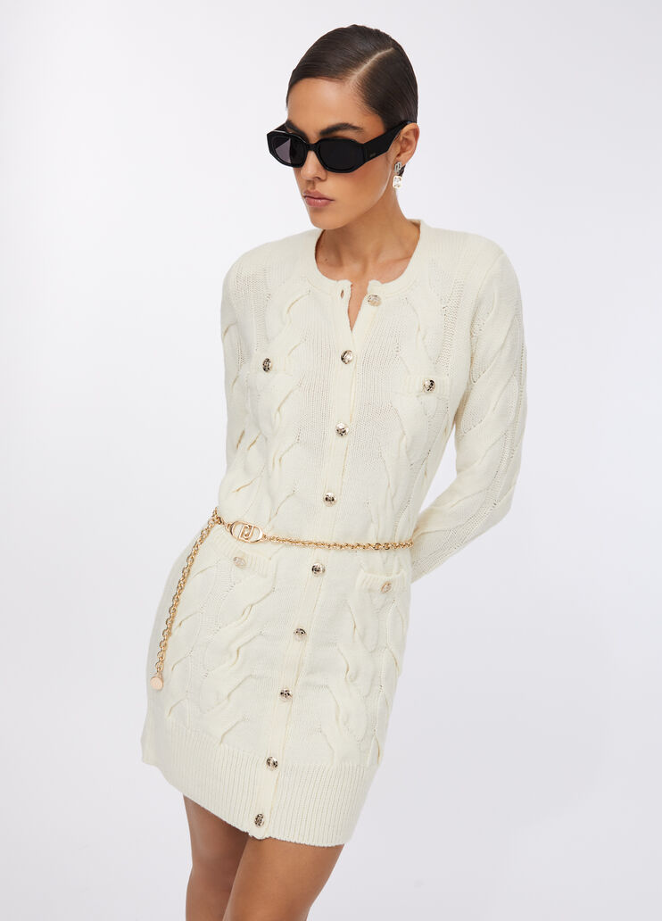 Cable knit wool dress white Liu Jo - medium Cable knit wool dress white Liu Jo - medium