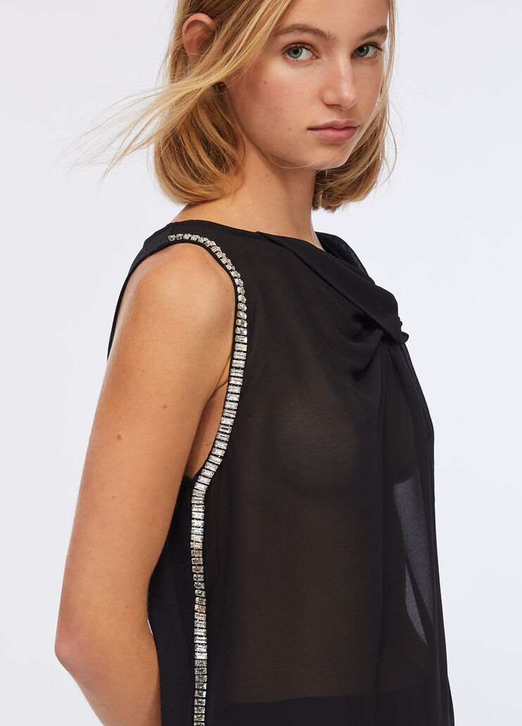 Cotton and georgette top black Liu Jo - large image number 3 Cotton and georgette top black Liu Jo - large image number 3