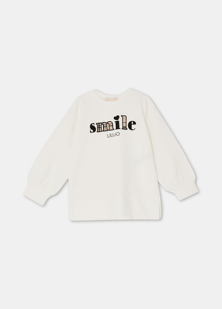 Sweat-shirt en coton avec broderie blanc Liu Jo - large image number 2 Sweat-shirt en coton avec broderie blanc Liu Jo - large image number 2