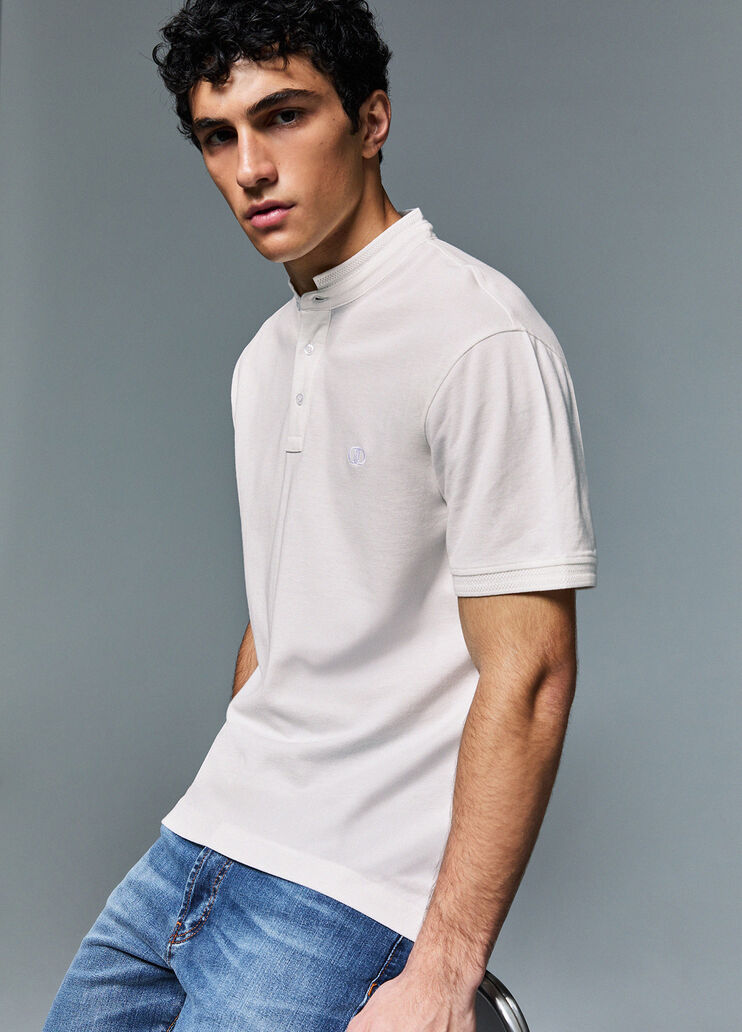 Pique polo-shirt with Mandarin collar white Liu Jo - medium