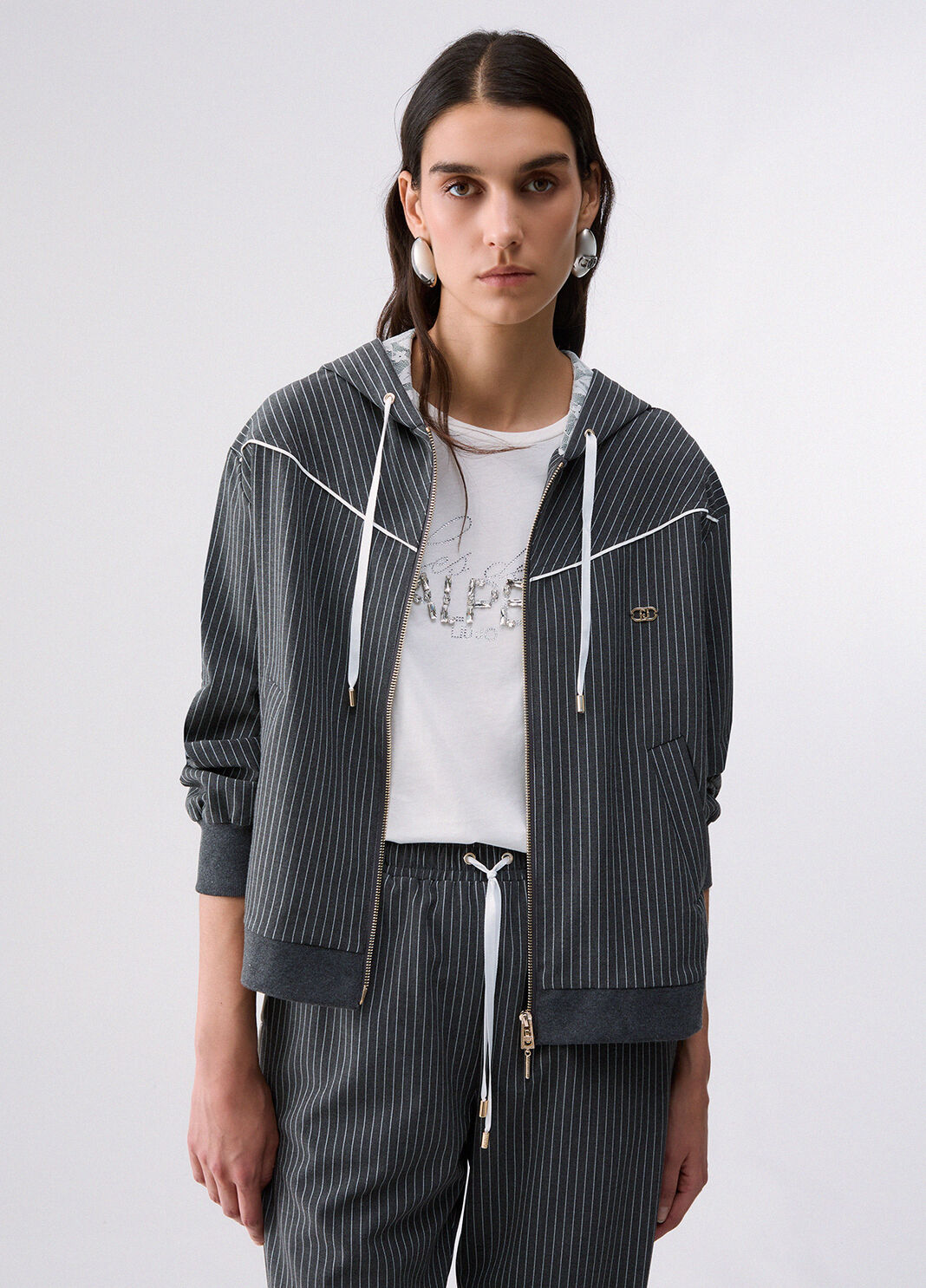 Hoodie with Lace Detailing grey Liu Jo - large image number 0