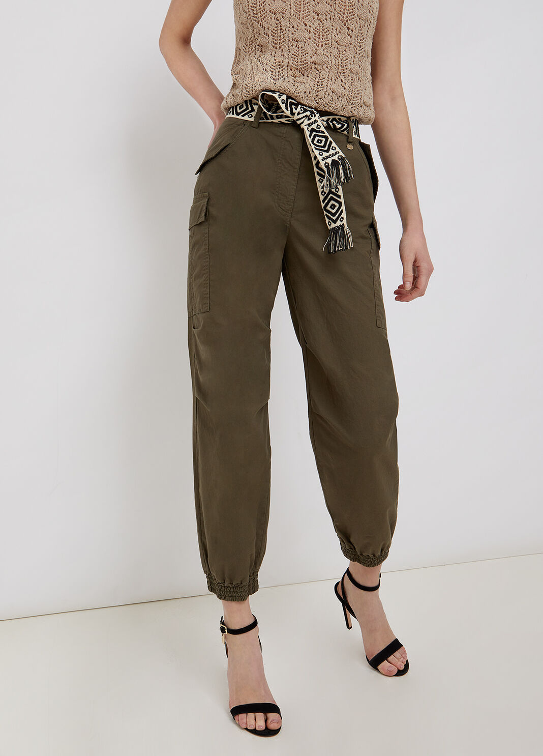 Брюки карго с ремнём армейский зеленый Liu Jo - large image number 0