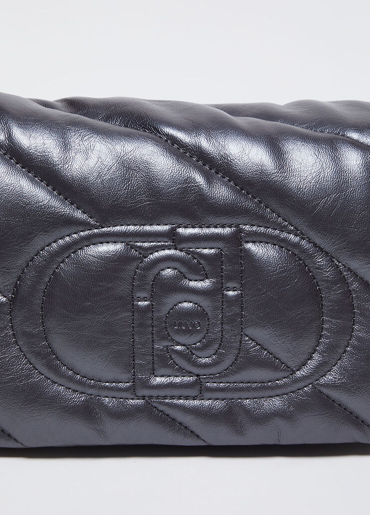 Sac à bandoulière format moyen brillant matelassé gris Liu Jo - large image number 3