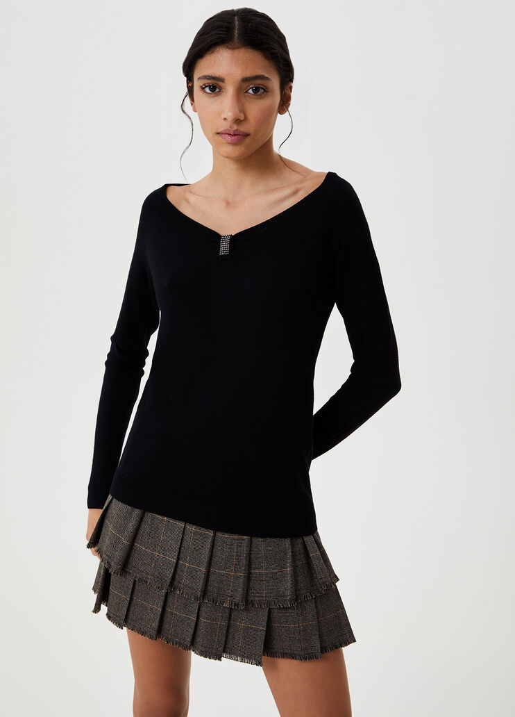 Jumper with Bardot neckline Black Liu Jo - large image number 0 Jumper with Bardot neckline Black Liu Jo - large image number 0