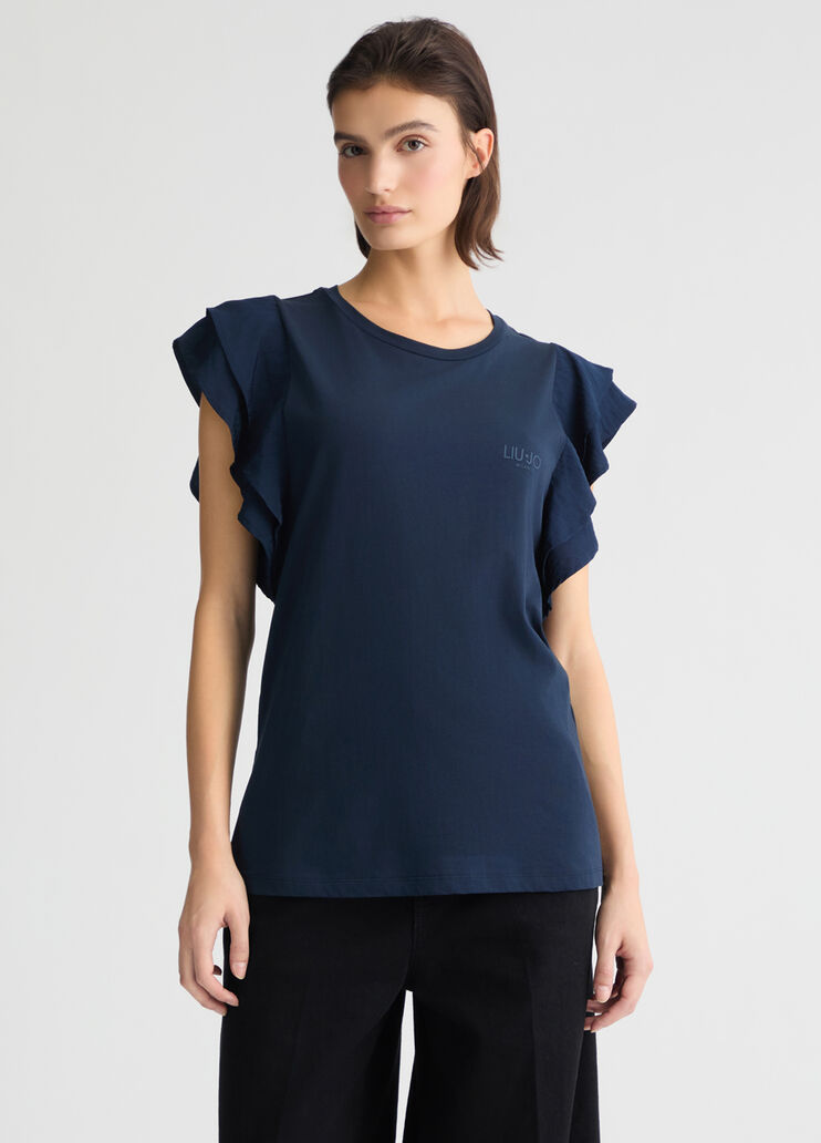 T-shirt with ruching blue Liu Jo - medium T-shirt with ruching blue Liu Jo - medium