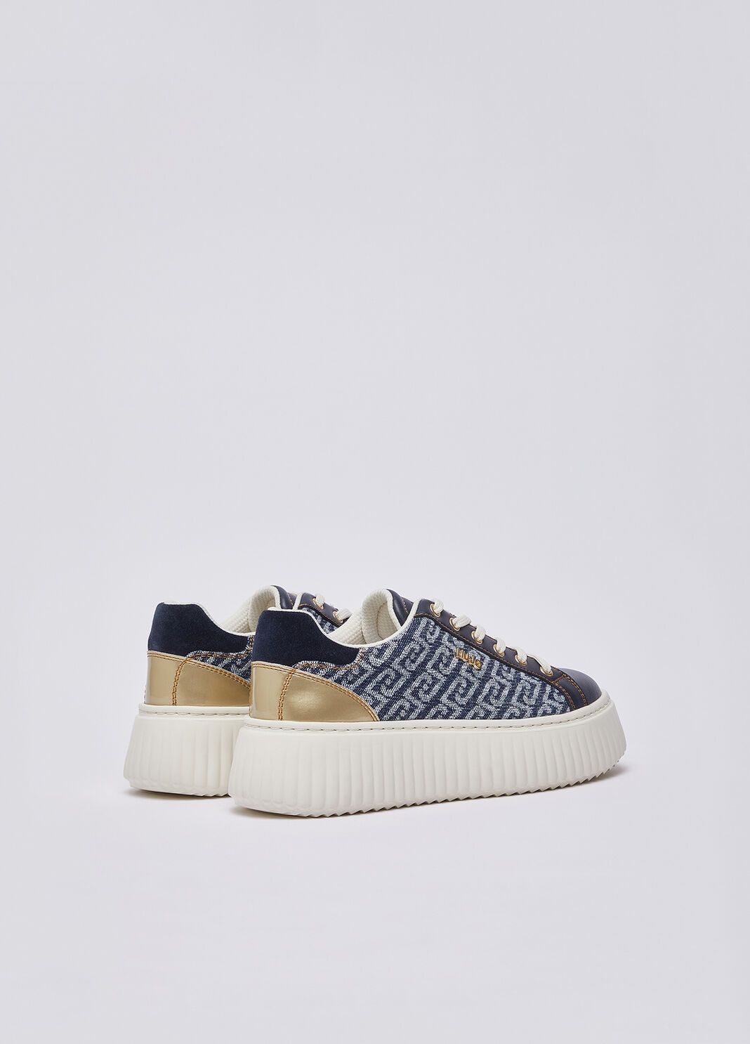 Sneakers &agrave; plateforme en denim monogramme bleu fonc&eacute; Liu Jo - large image number 2