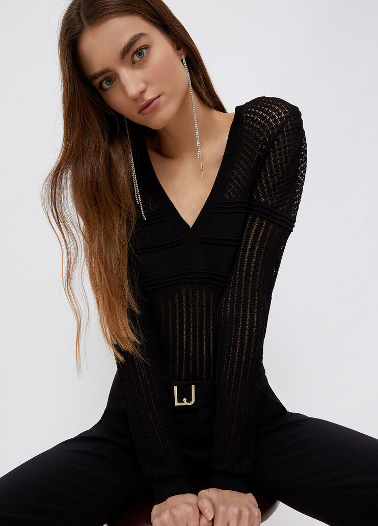 V-neck jumper black Liu Jo - large image number 2