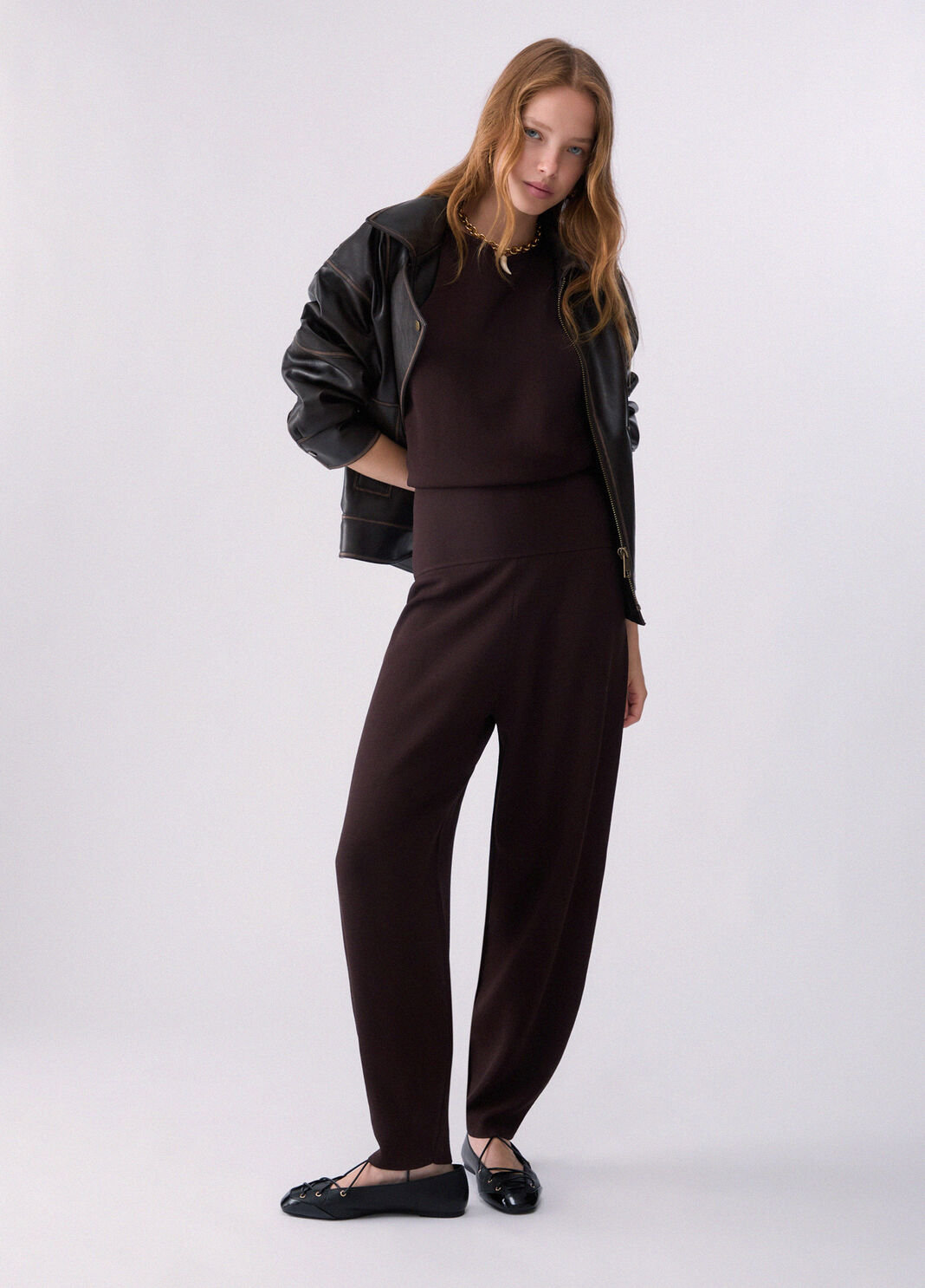 Long knitted jumpsuit mocha Liu Jo - large image number 5