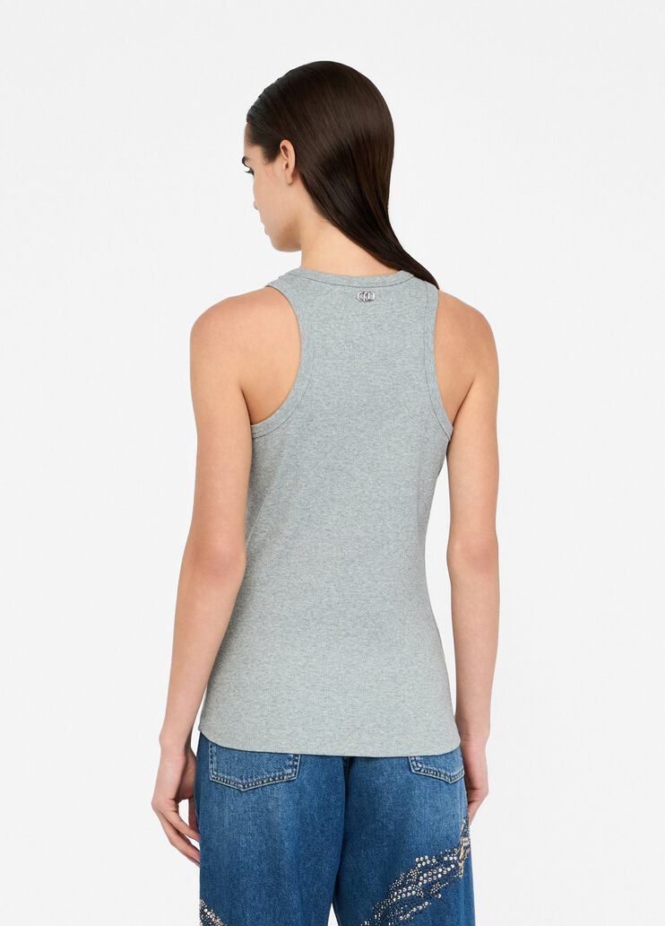 Top with bejewelled appliqués grey Liu Jo - large image number 1