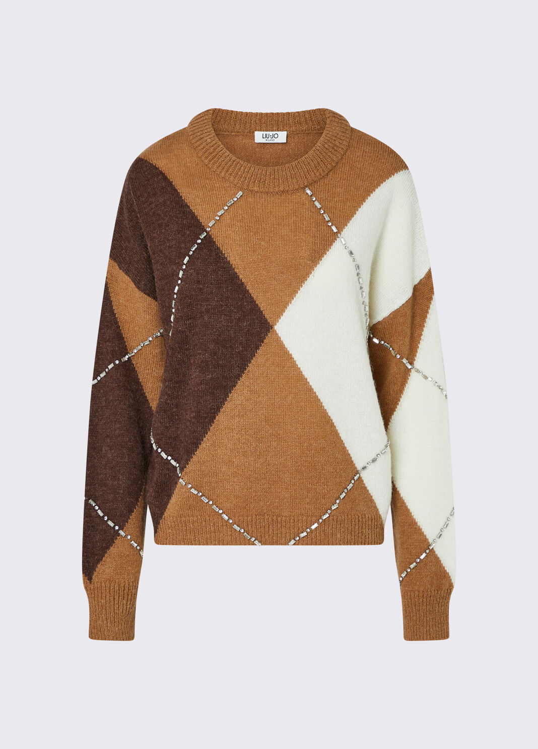 Argyle Sweater with Jewel Embroidery camel Liu Jo - large image number 6