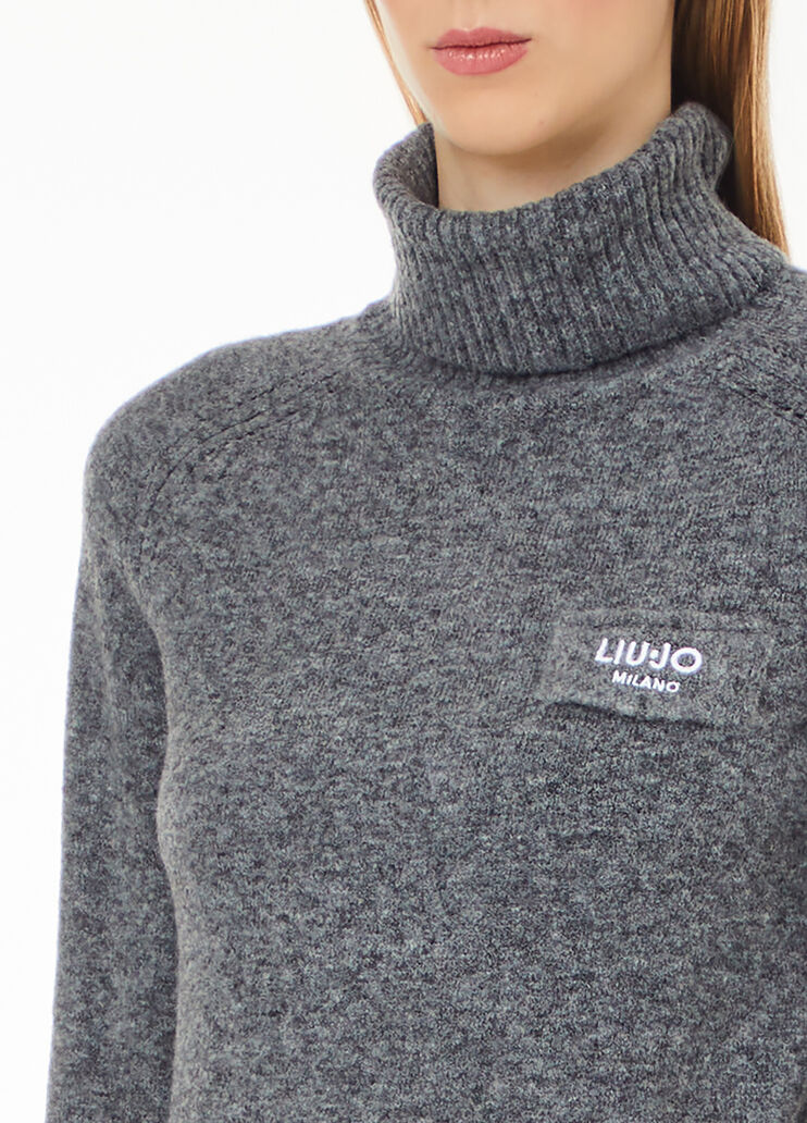 Rollkragenpullover aus Wollgemisch mit Logo grau Liu Jo - large image number 2 Rollkragenpullover aus Wollgemisch mit Logo grau Liu Jo - large image number 2