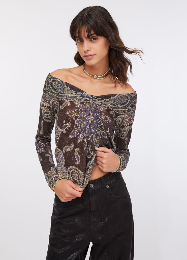 Pullover mit V-Ausschnitt Braun mit Print Liu Jo - large image number 0