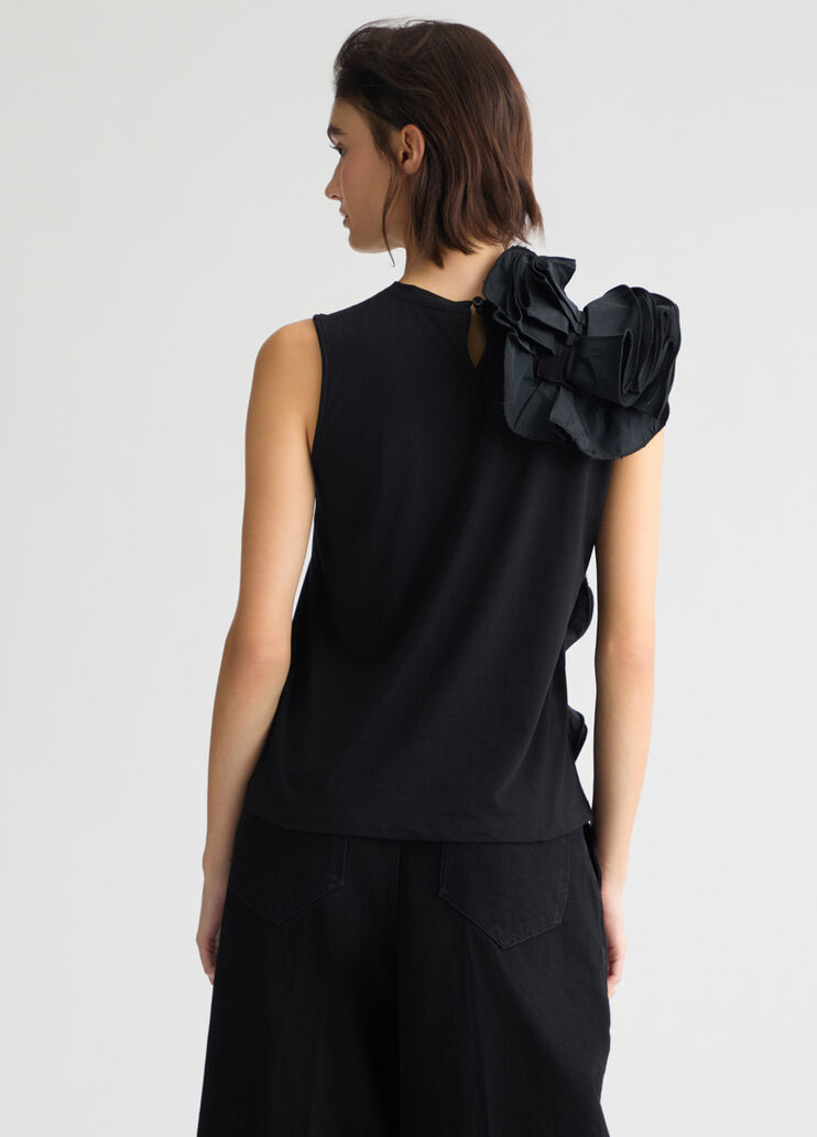 Black T-shirt with flounced detailing black Liu Jo - large image number 1 Black T-shirt with flounced detailing black Liu Jo - large image number 1