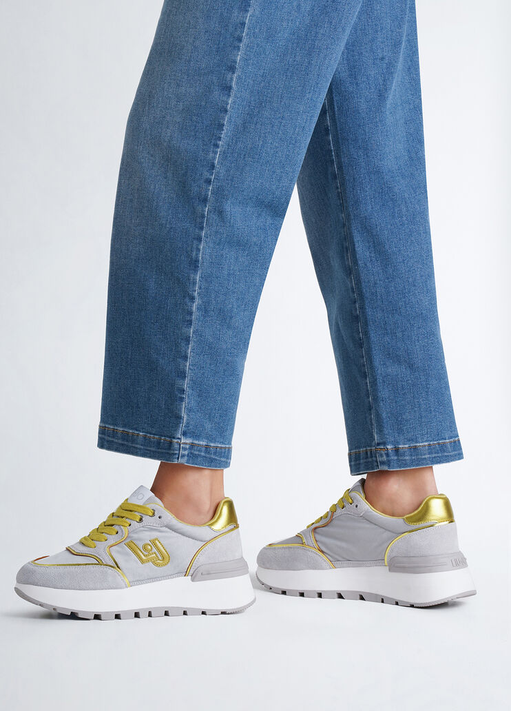 Platform sneakers in suede and nylon grey/yellow Liu Jo - medium Platform sneakers in suede and nylon grey/yellow Liu Jo - medium