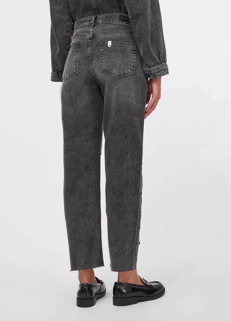 Straight-leg jeans with rhinestones black denim Liu Jo - large image number 1