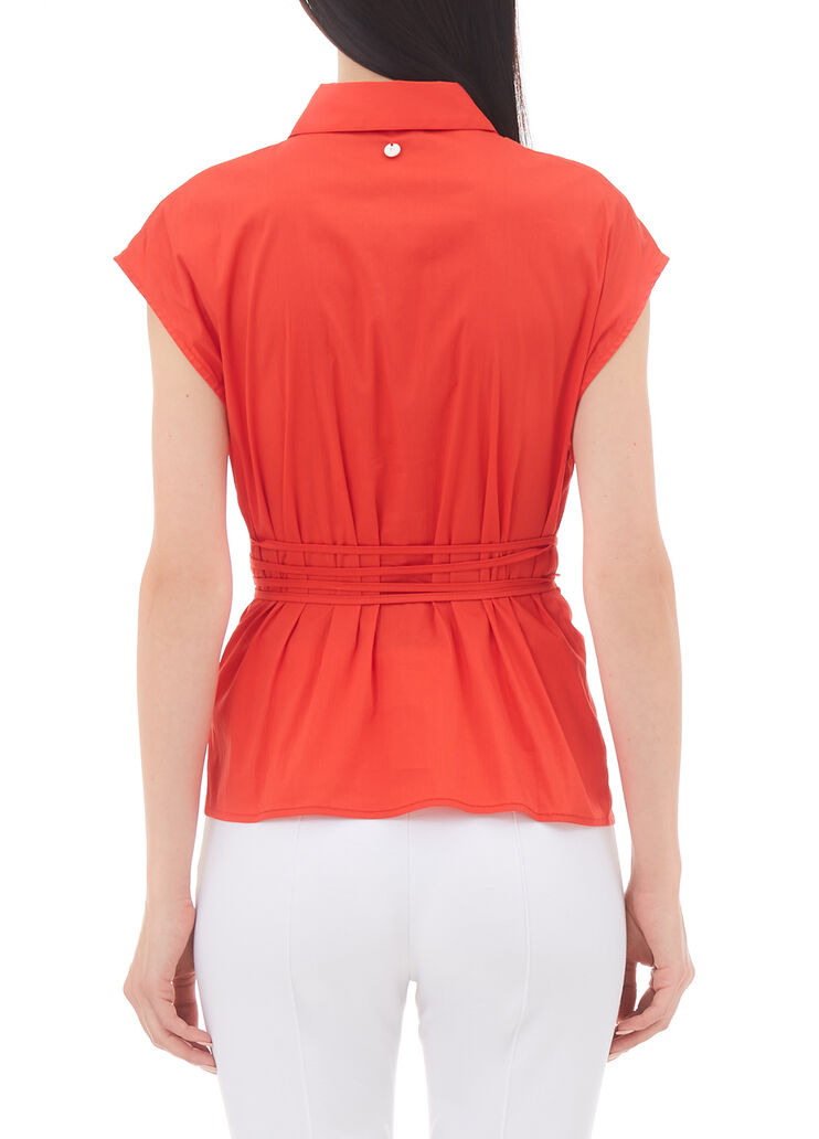 Poplin shirt with lace coral Liu Jo - large image number 1 Poplin shirt with lace coral Liu Jo - large image number 1