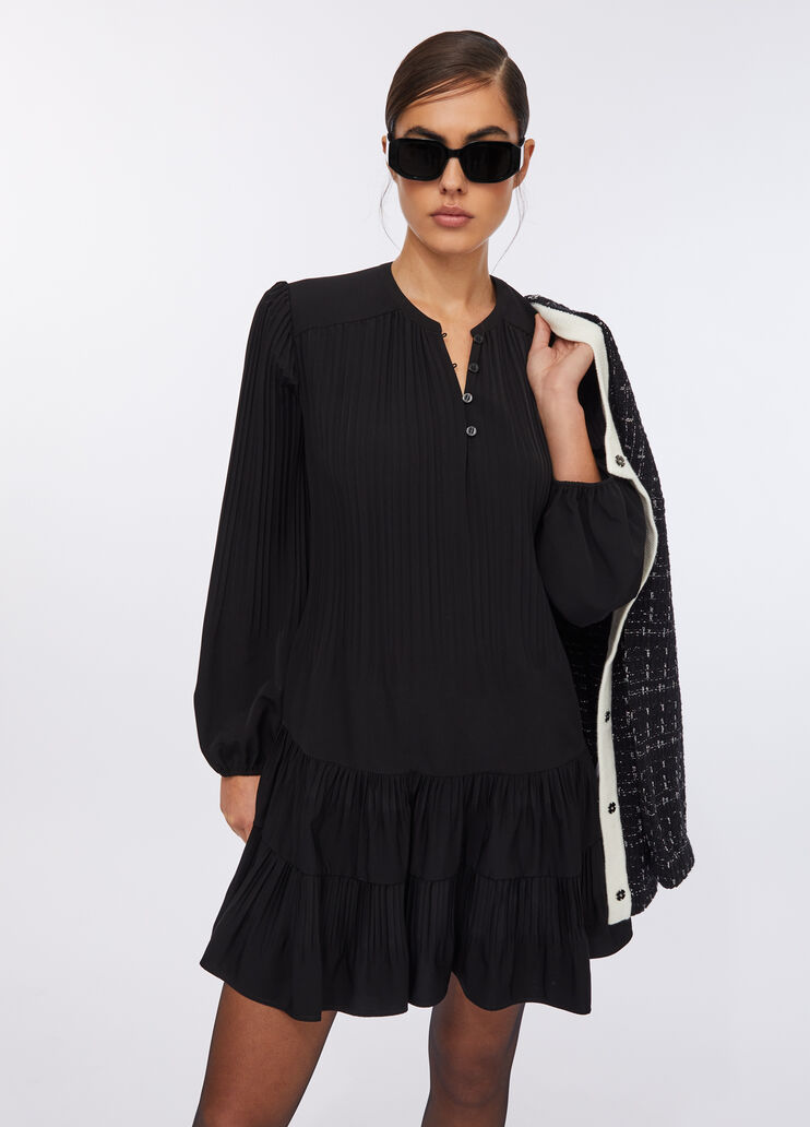 Robe courte en crêpe de chine noir Liu Jo - large image number 3