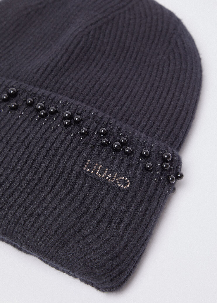 Knit hat with beads black Liu Jo - medium