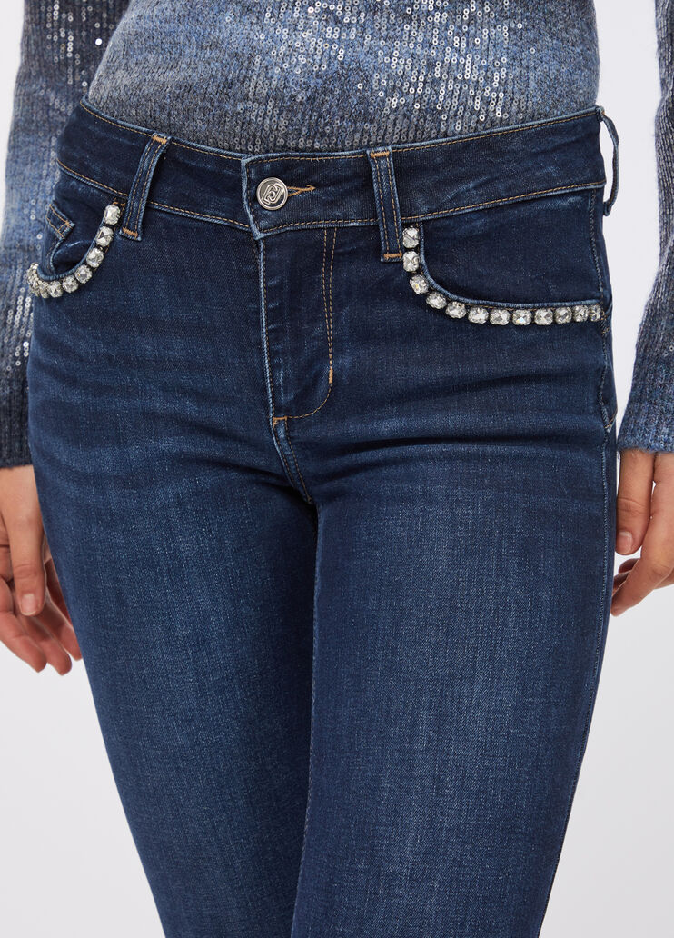 Vaqueros entallados con strass denim azul oscuro Liu Jo - medium
