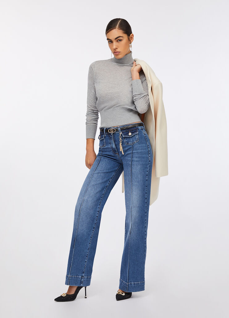 Flare jeans with jewelled charm blue denim Liu Jo - medium