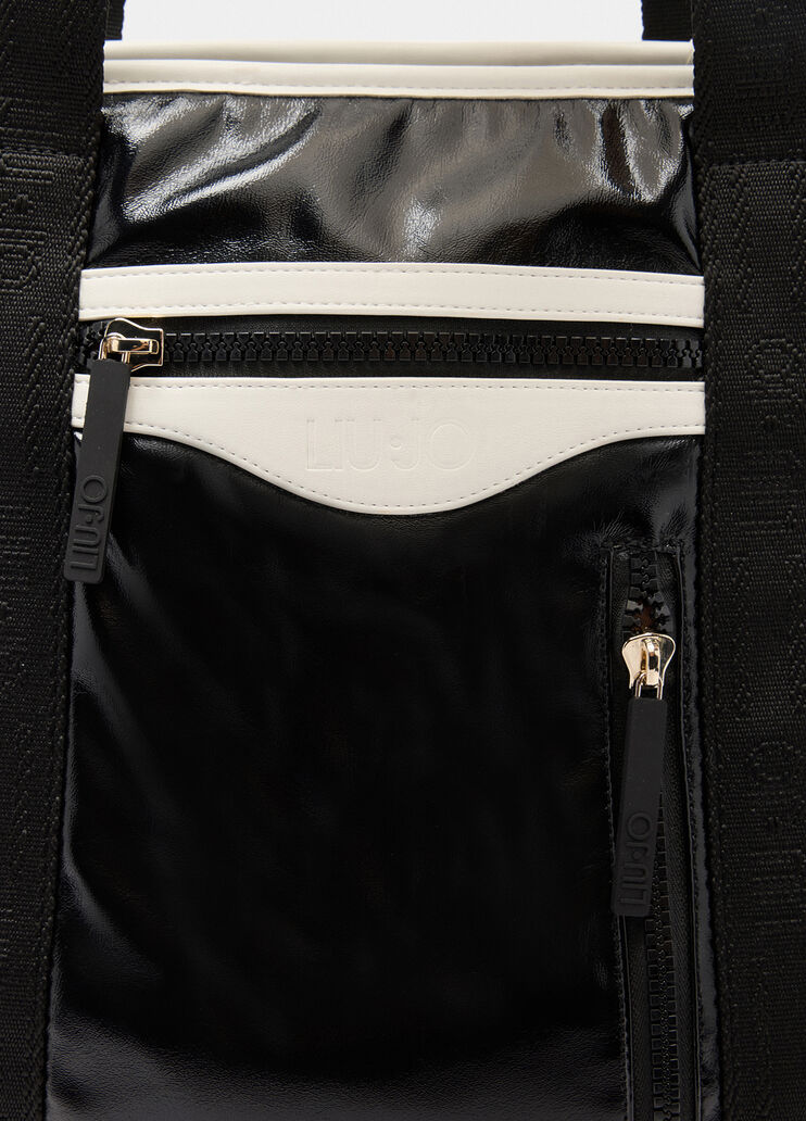 Sac fourre-tout grand format effet brillant noir Liu Jo - large image number 4