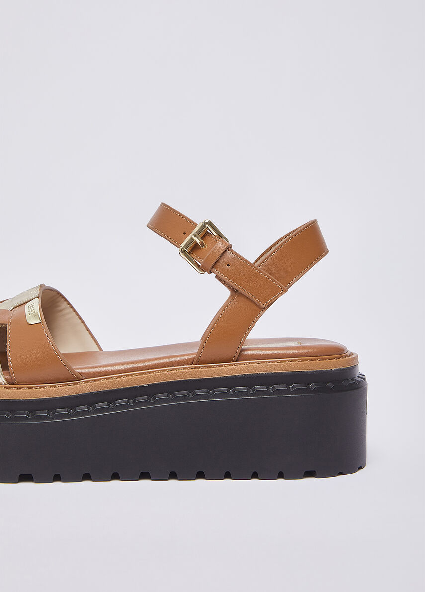 Leather platform sandals colour cognac | Liu Jo