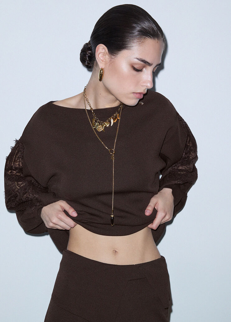 Maglia con inserti in pizzo moka Liu Jo - medium