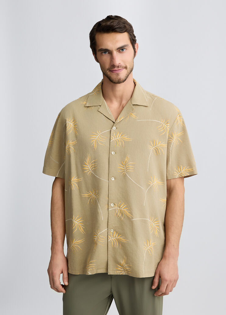 Linen and cotton shirt beige leaf print Liu Jo - medium Linen and cotton shirt beige leaf print Liu Jo - medium