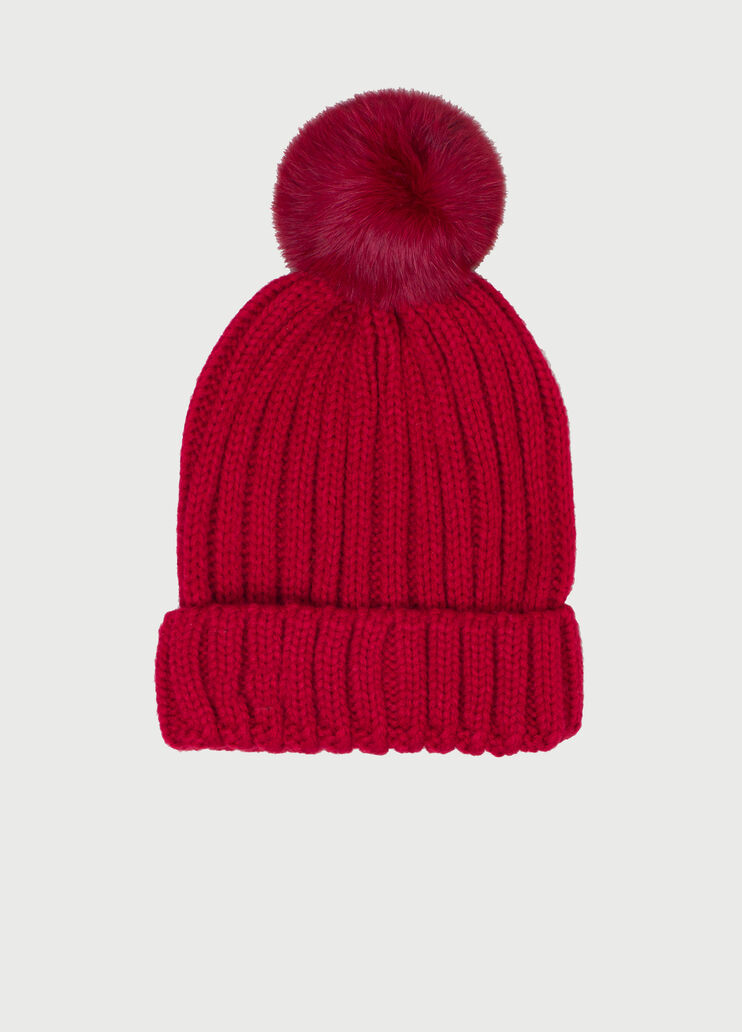 Gorro con pomp&oacute;n Rojo rub&iacute; Liu Jo - large image number 1