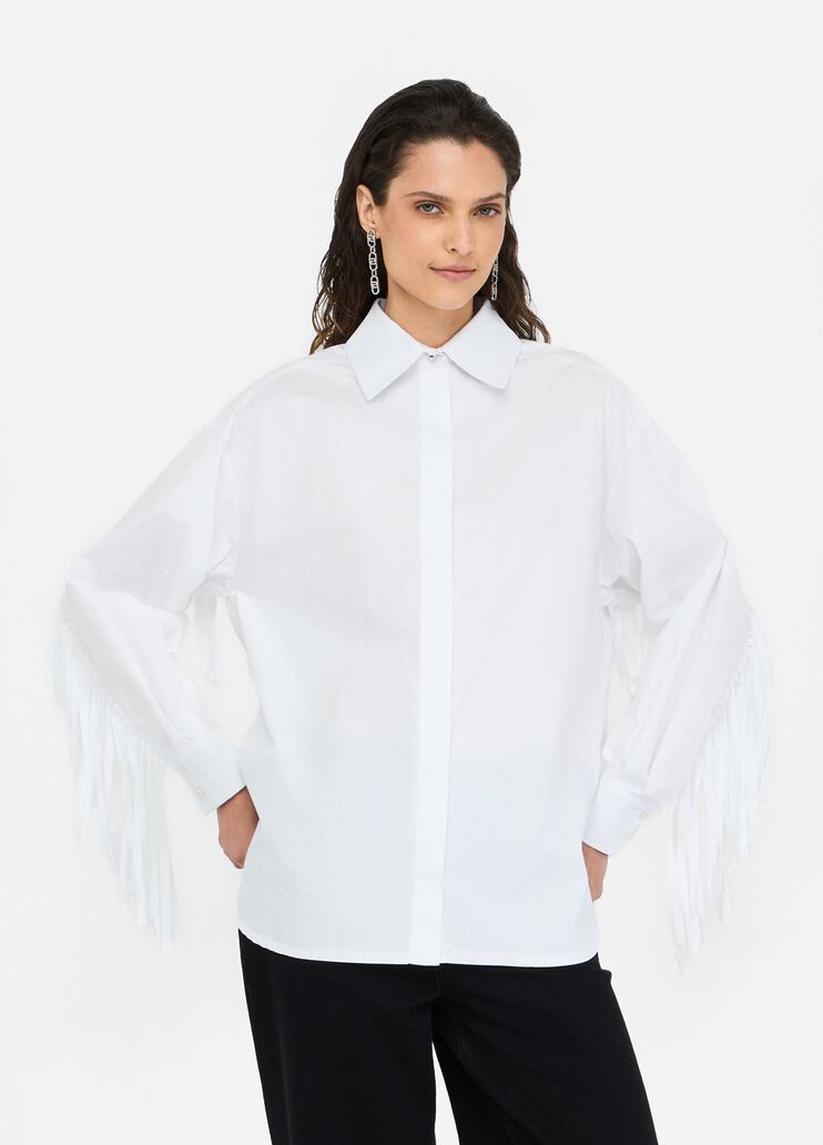 Camisa de popelina con flecos blanco Liu Jo - large image number 0 Camisa de popelina con flecos blanco Liu Jo - large image number 0