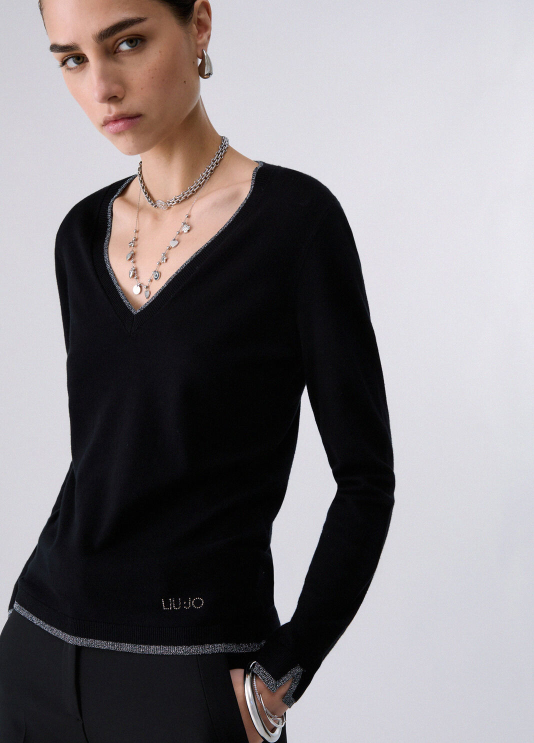 V-neck Sweater black Liu Jo - large image number 4